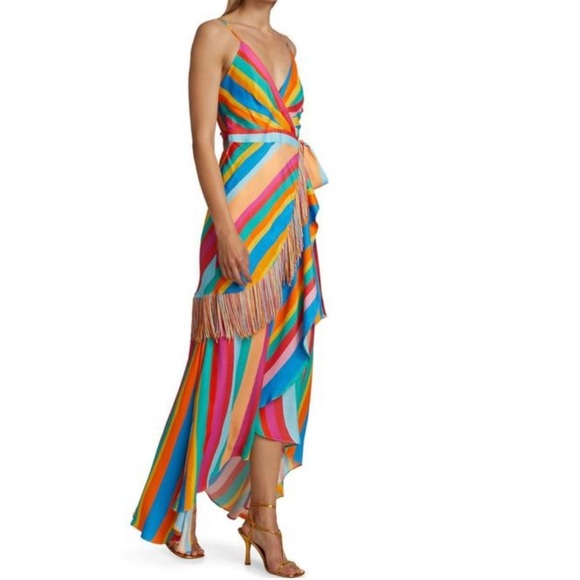 NWT farm rio striped scarf wrap maxi dress in rainbow - Picture 3 of 11
